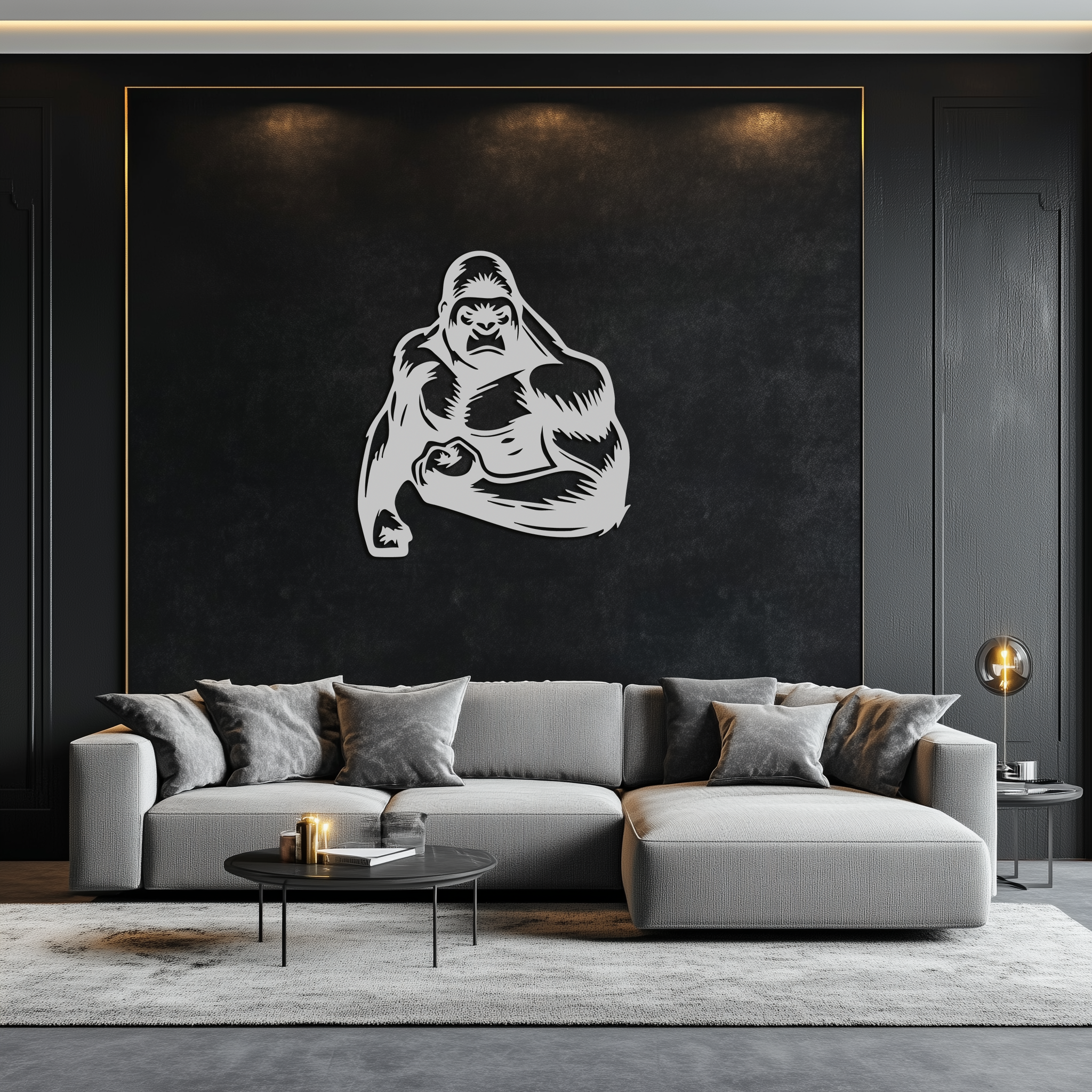 Angry Gorilla Metal Wall Art – Fierce Jungle Animal Decor for Gym and Man Cave- KAF592
