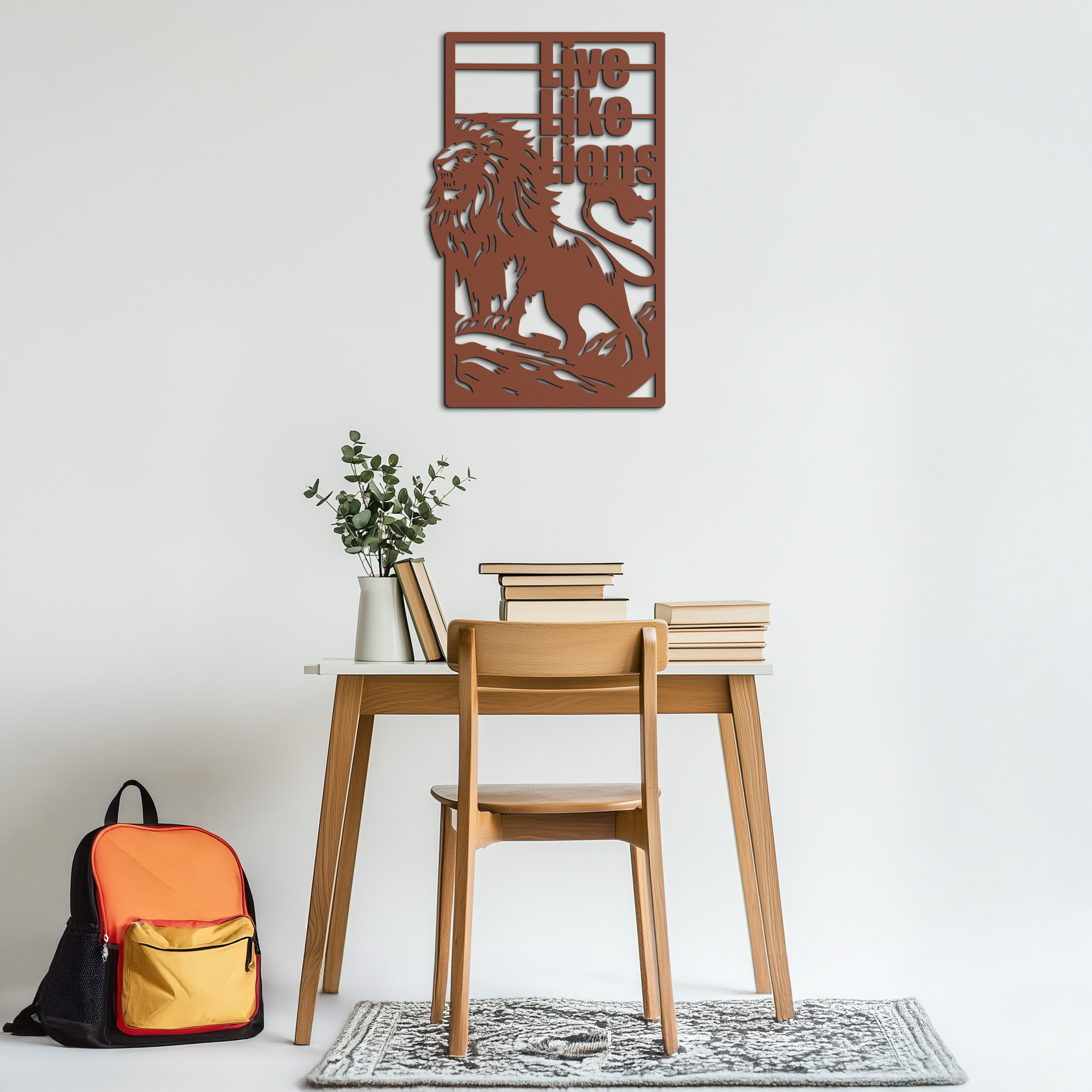 Live Like Lions Metal Wall Art – Powerful Roaring Lion Decor for Motivational Spaces- KAF597