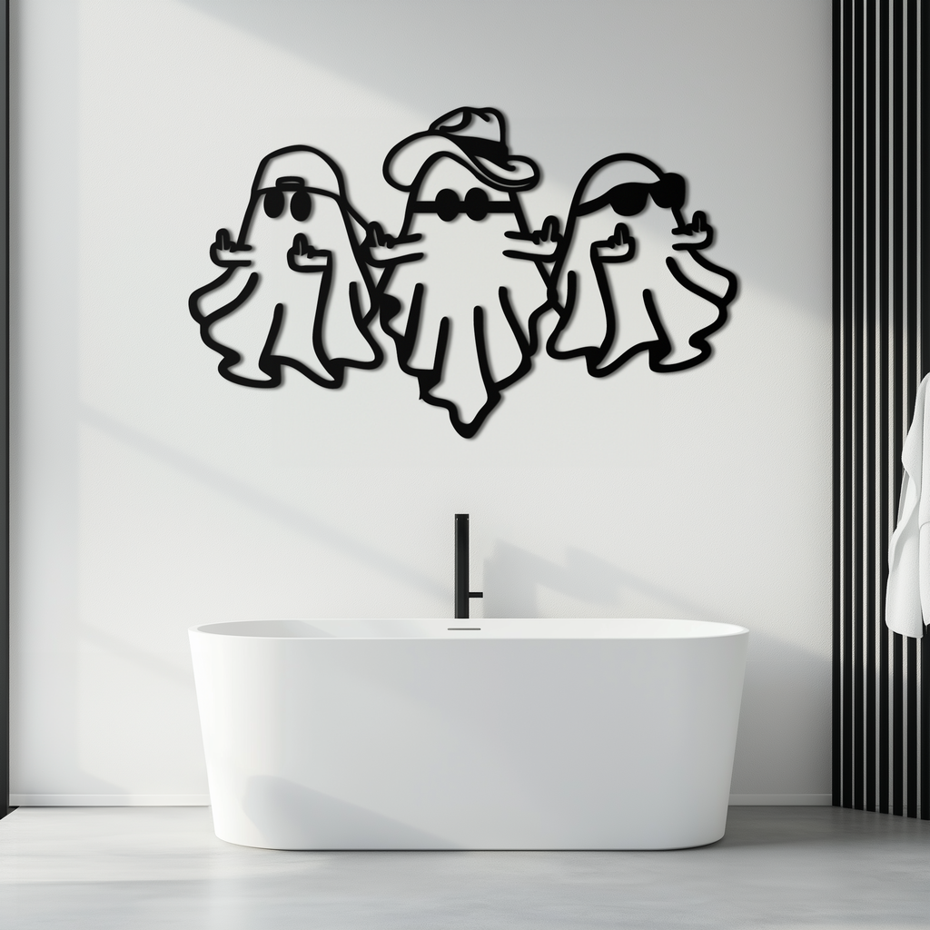 Funny Gangster Ghosts Metal Wall Art – Halloween Cool Spirits Decor-KAF613