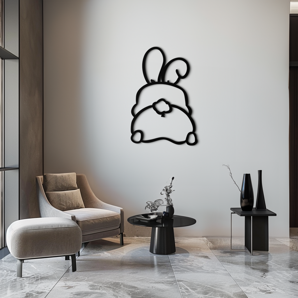 Funny Bunny Butt Metal Wall Art – Playful Easter Rabbit Decor- KAF622