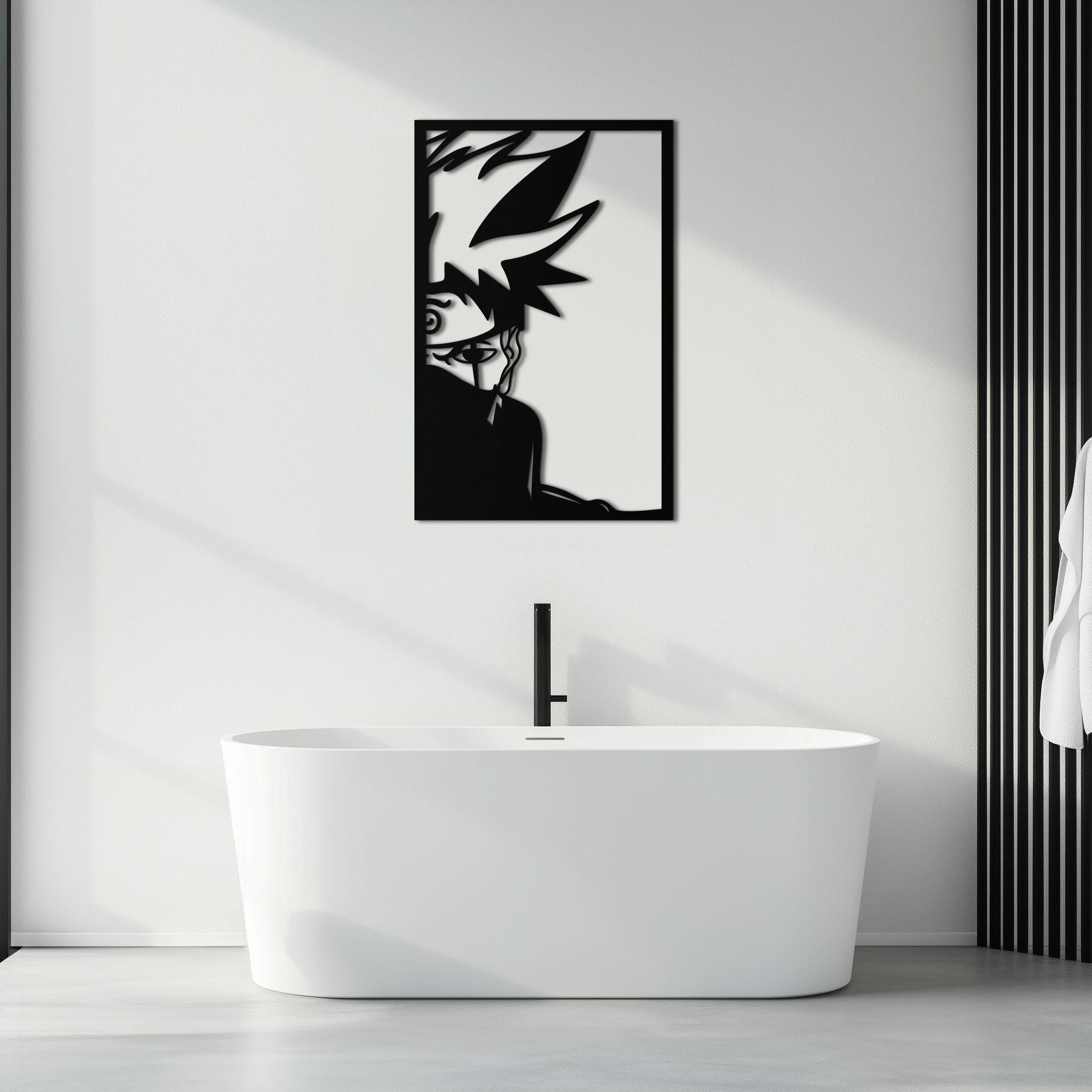 Naruto Inspired Metal Wall Art – Minimalist Ninja Silhouette Panel- KAF624