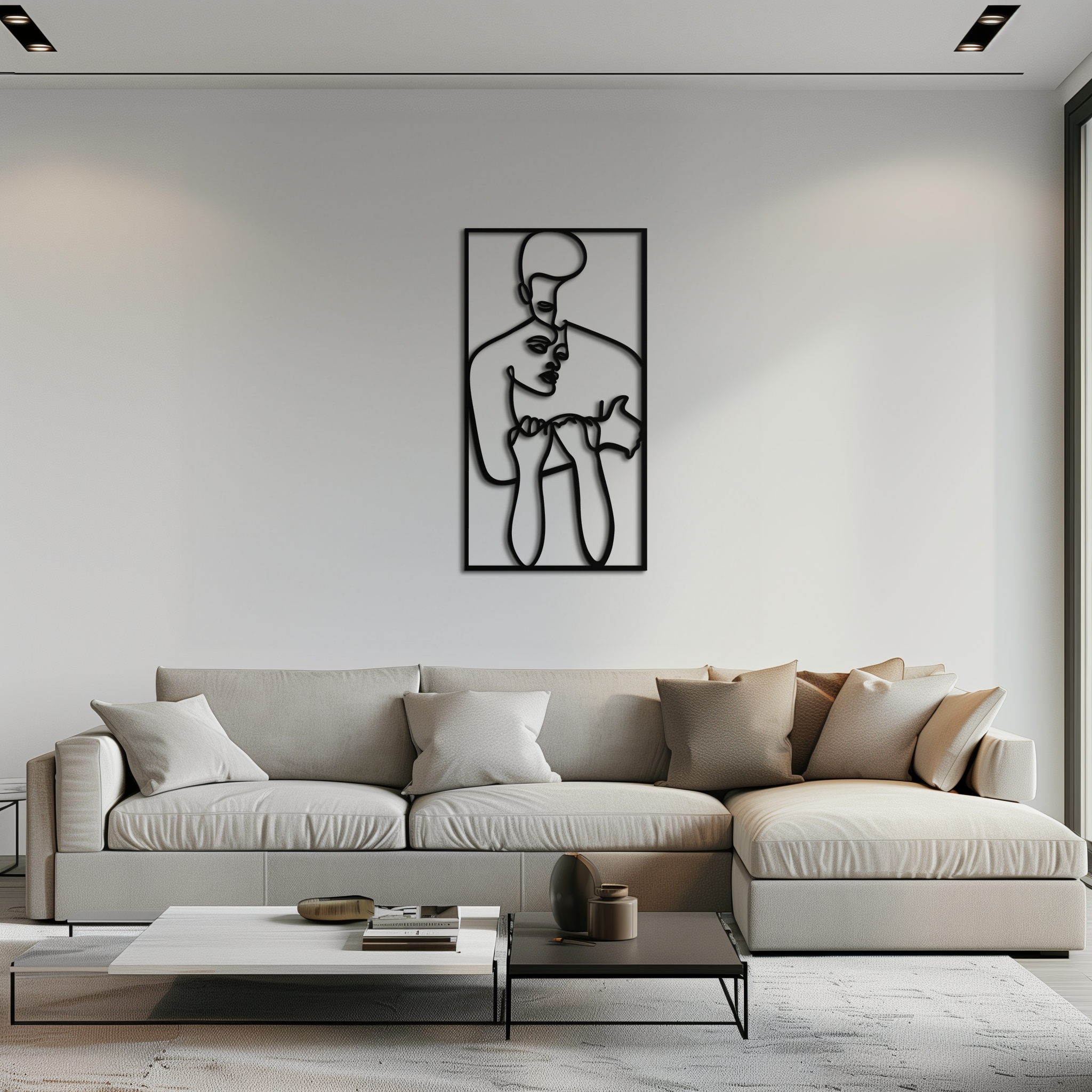 act Couple Line Art Metal Wall Decor Abstr– Modern Minimalist Love Artwork- KAF625