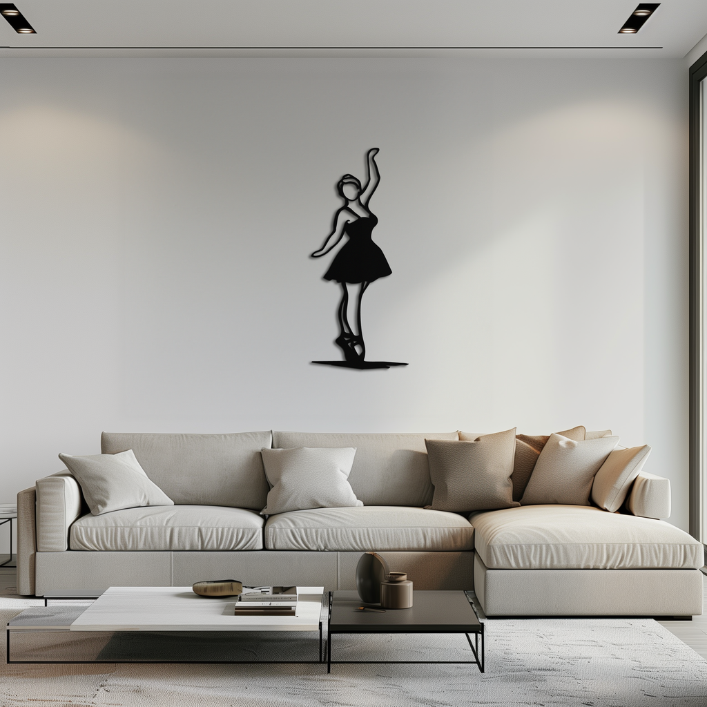 Elegant Ballerina Metal Wall Art – Graceful Dance Silhouette for Home Decor- KAF626
