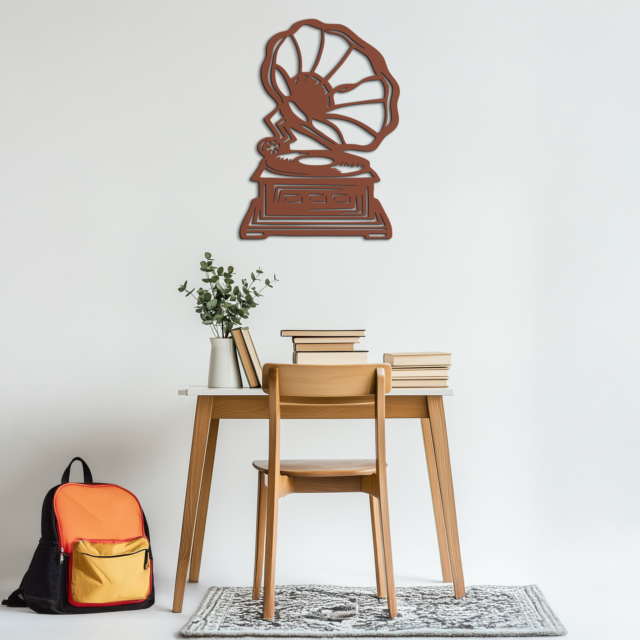 Vintage Gramophone Metal Wall Art – Retro Music-Inspired Home Decor Piece - KAF642
