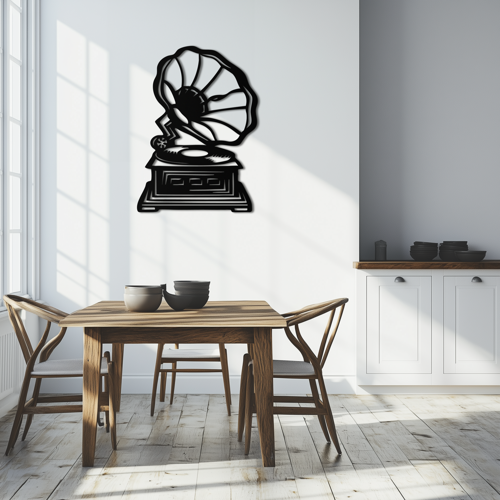Vintage Gramophone Metal Wall Art – Retro Music-Inspired Home Decor Piece - KAF642