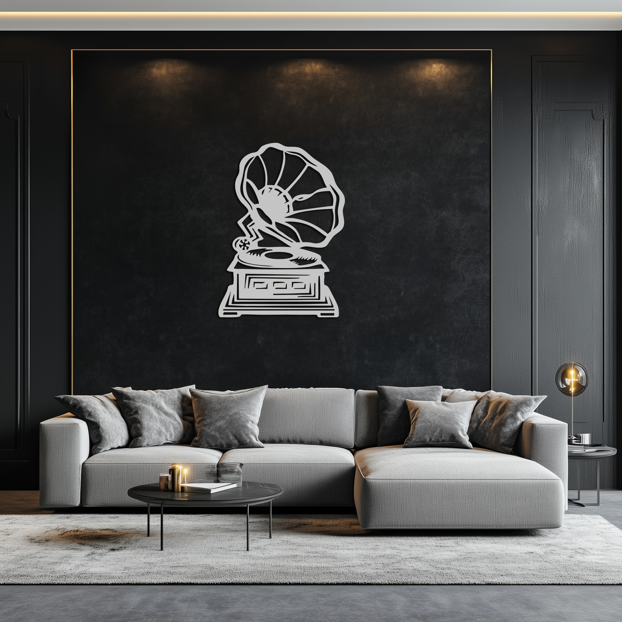 Vintage Gramophone Metal Wall Art – Retro Music-Inspired Home Decor Piece - KAF642