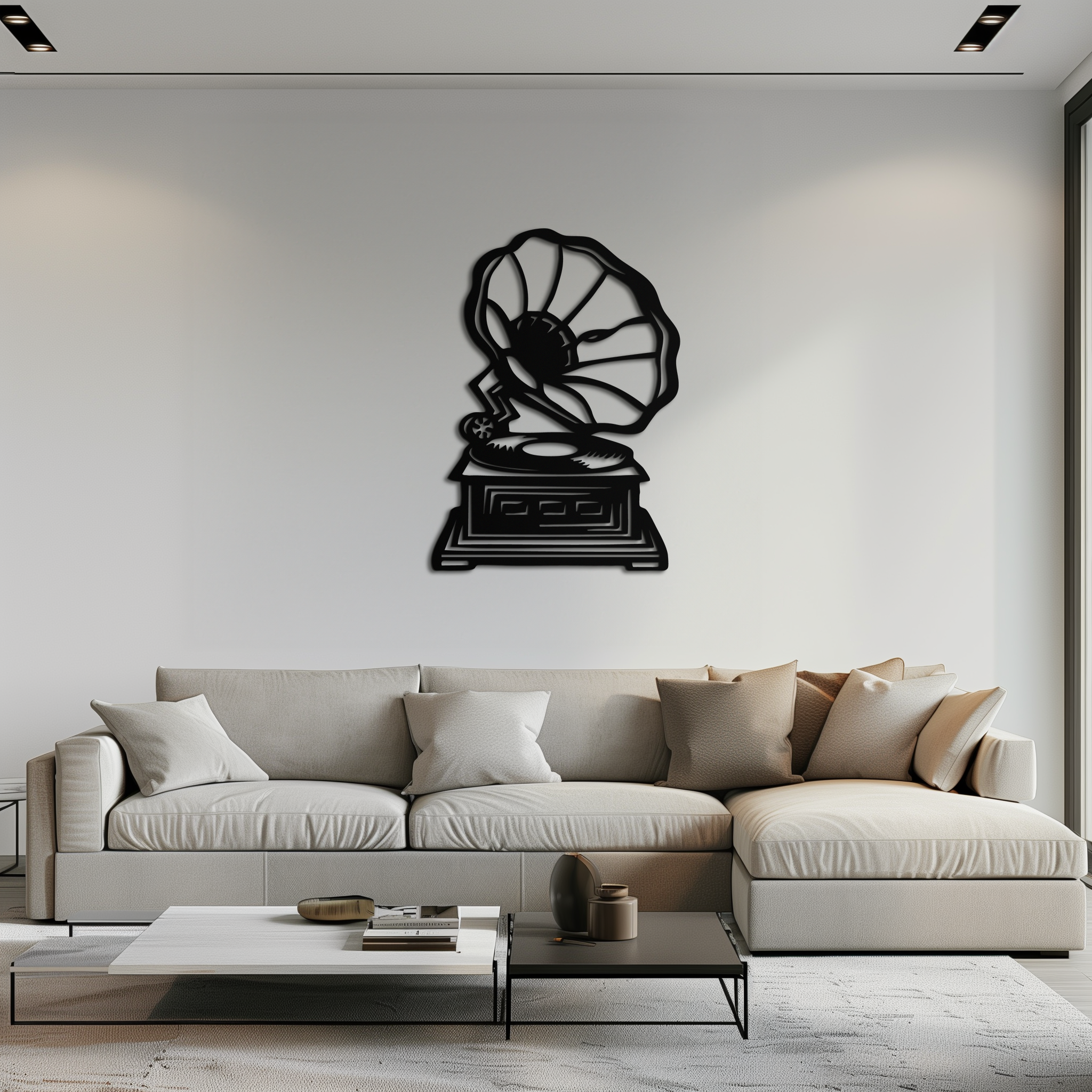 Vintage Gramophone Metal Wall Art – Retro Music-Inspired Home Decor Piece - KAF642