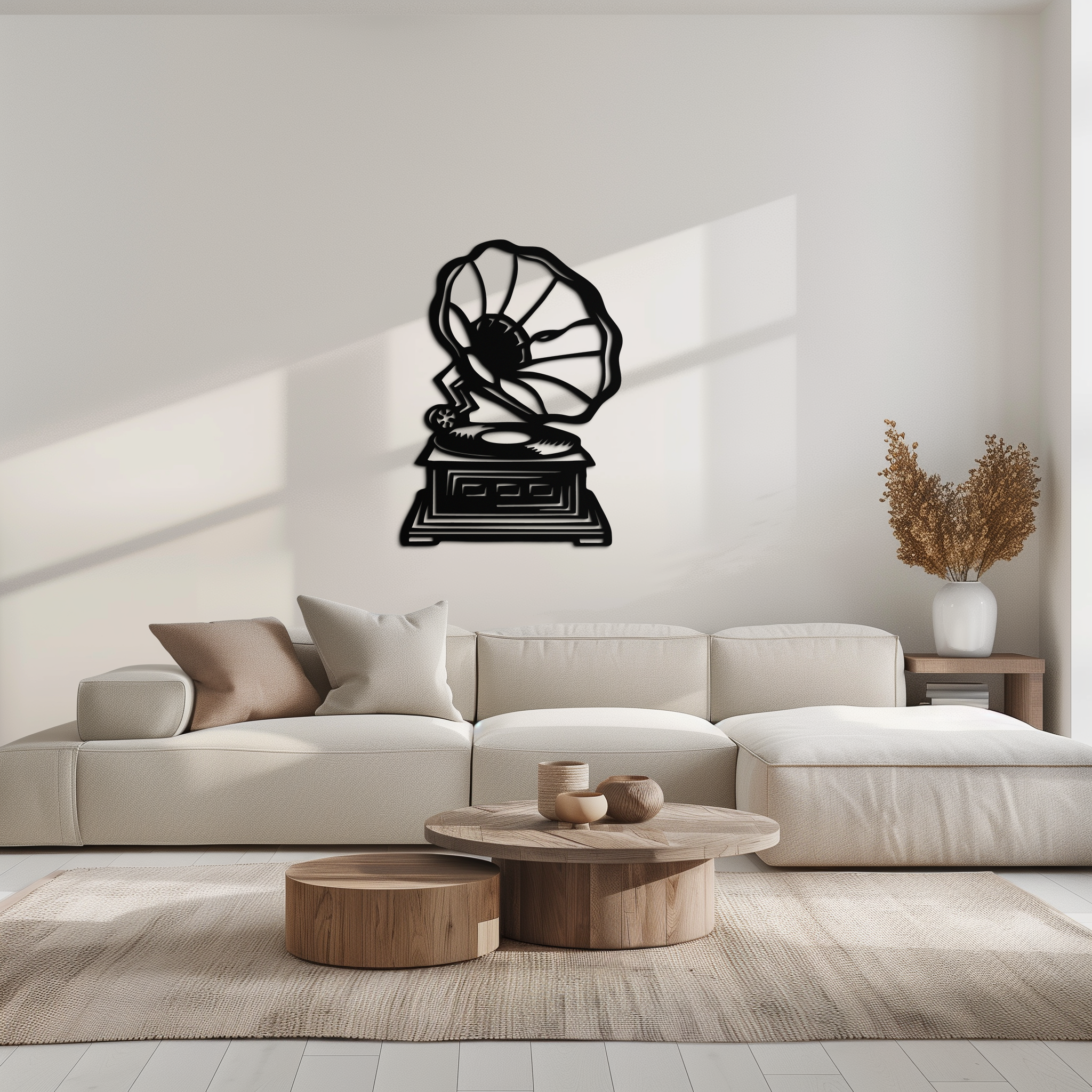 Vintage Gramophone Metal Wall Art – Retro Music-Inspired Home Decor Piece - KAF642