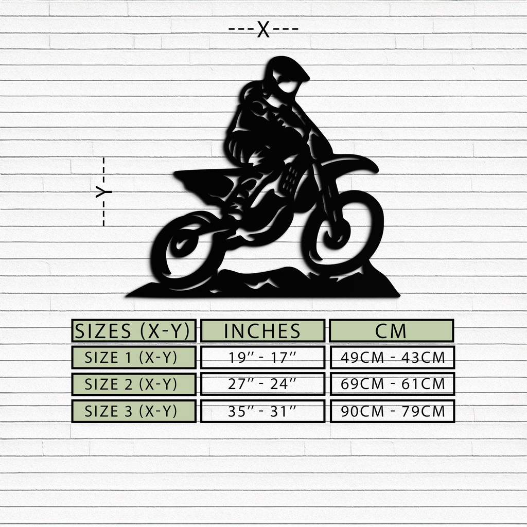 Dynamic Motocross Rider Metal Wall Art – Off-Road Motorcycle Silhouette Decor - KAF645