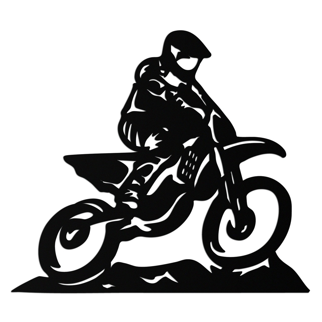 Dynamic Motocross Rider Metal Wall Art – Off-Road Motorcycle Silhouette Decor - KAF645