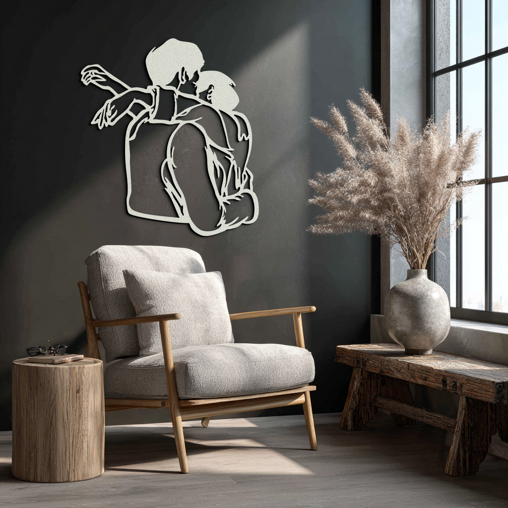 Embracing Couple Metal Wall Art – Romantic Silhouette for Modern Interiors- KAF647