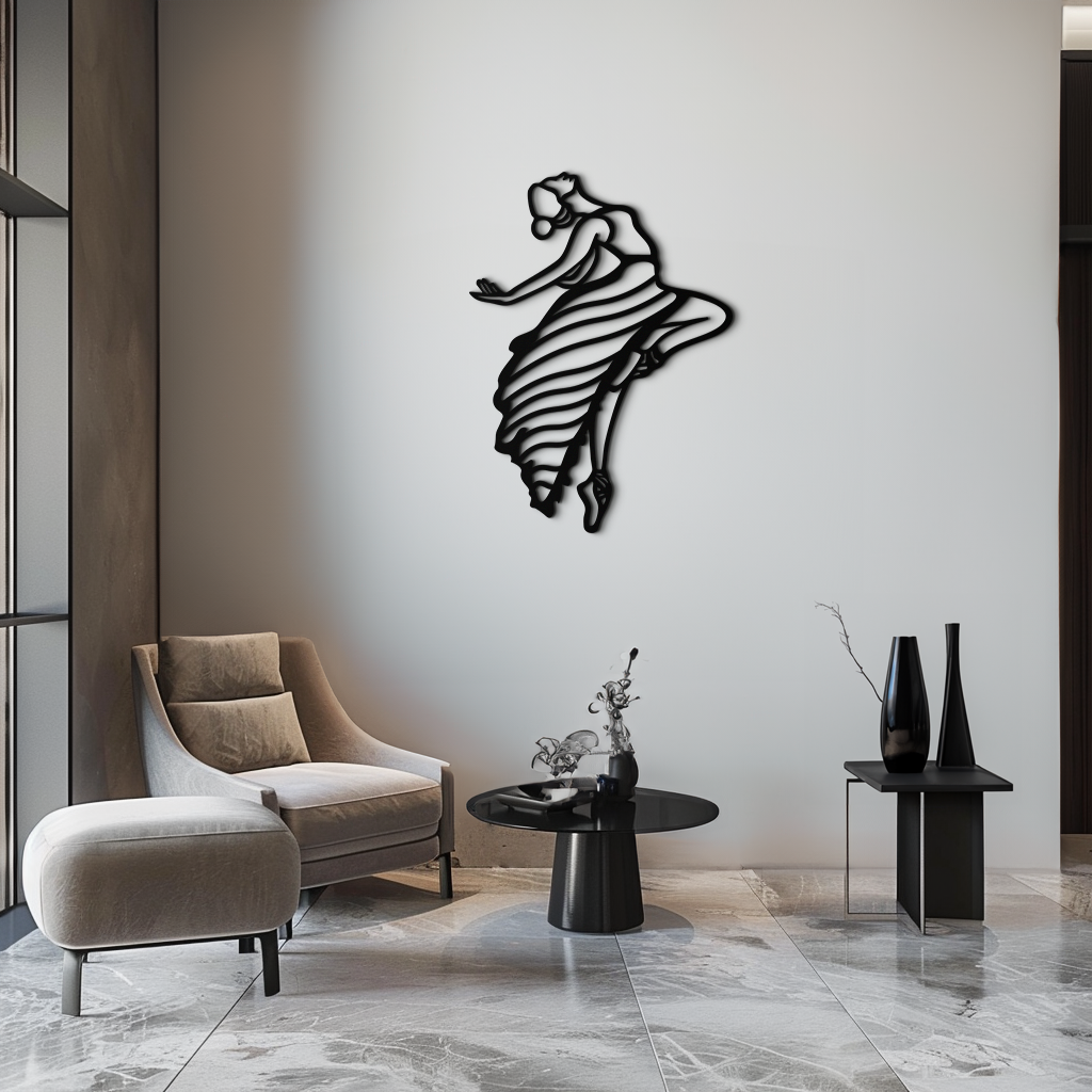 Dancing Woman Metal Wall Art – Graceful Silhouette Décor for Artistic Spaces- KAF648
