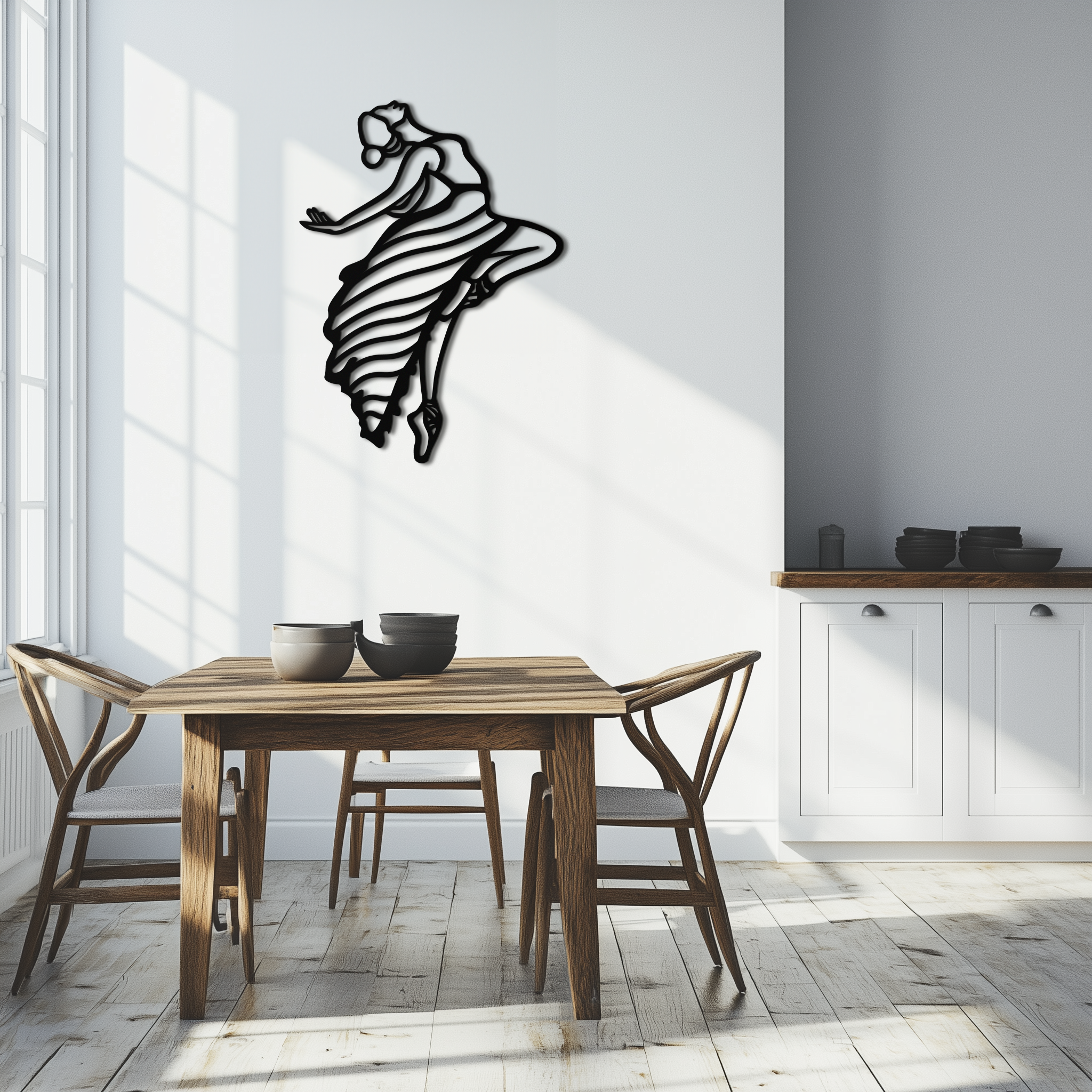 Dancing Woman Metal Wall Art – Graceful Silhouette Décor for Artistic Spaces- KAF648