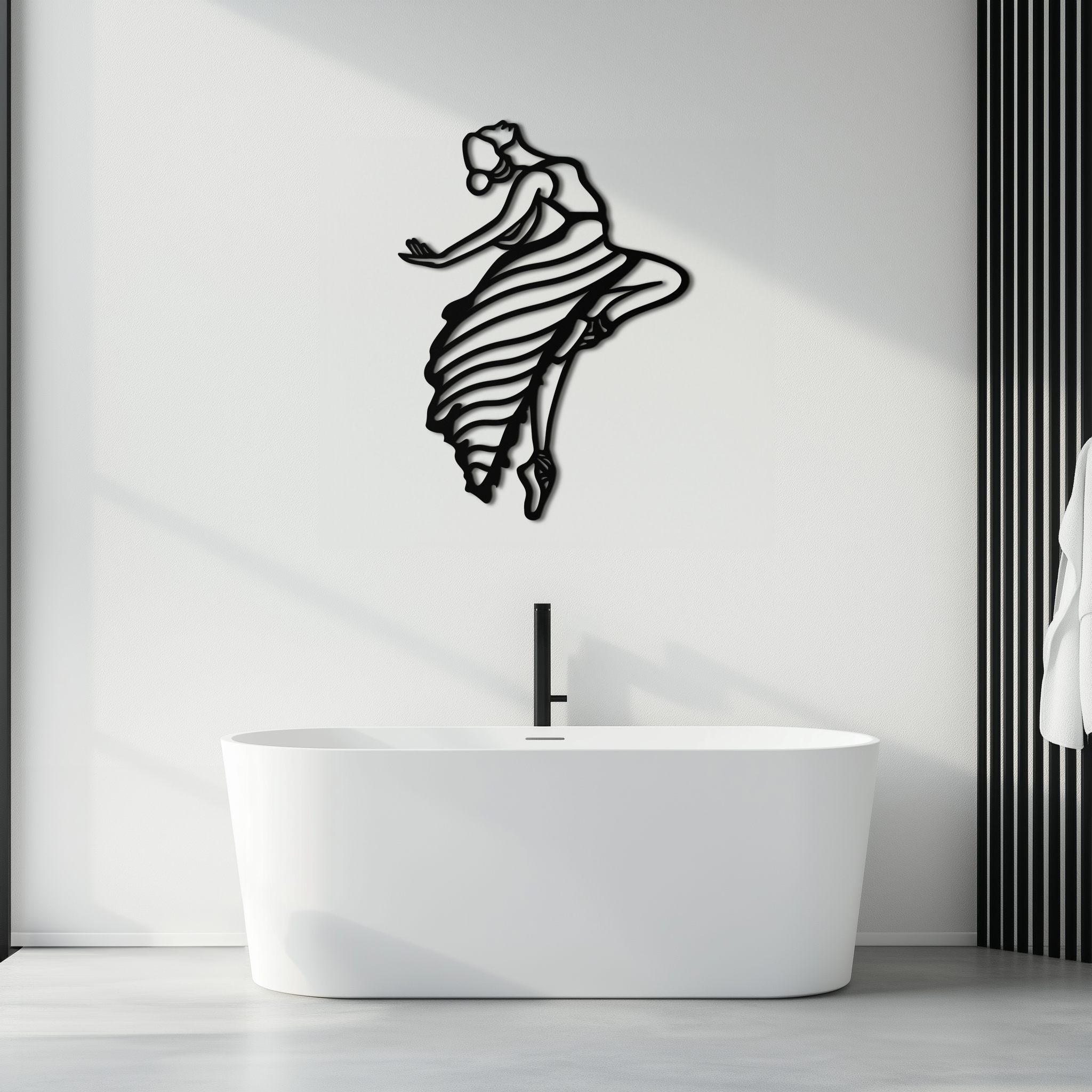 Dancing Woman Metal Wall Art – Graceful Silhouette Décor for Artistic Spaces- KAF648