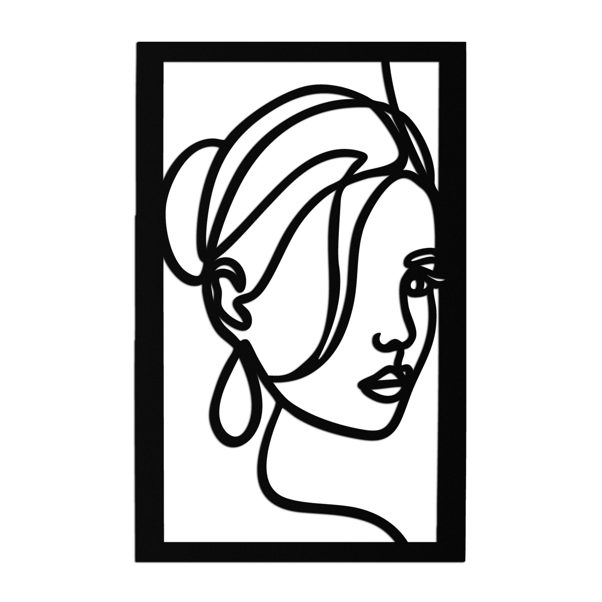 Woman Portrait Line Art Metal Wall Decor – Minimalist Modern Face Silhouette- KAF649