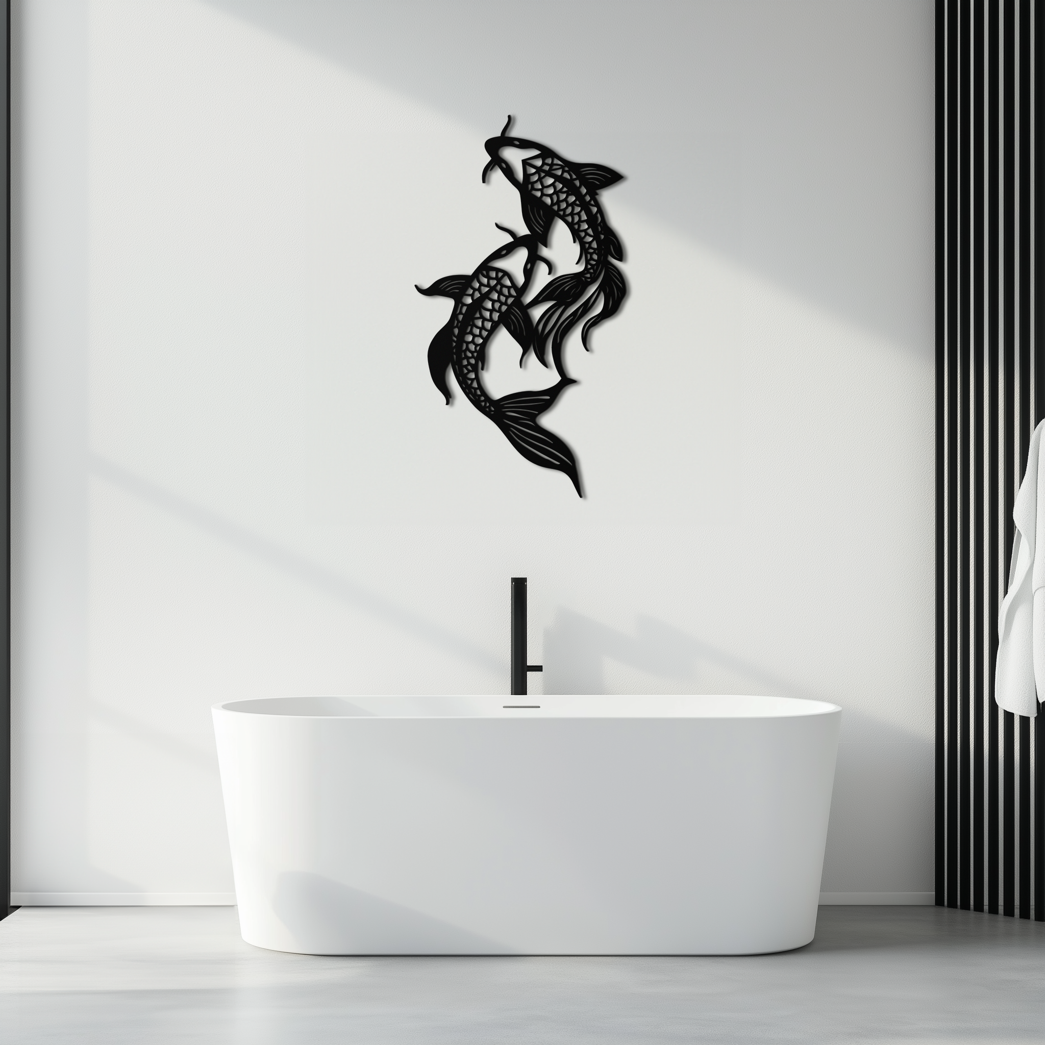 Dual Fish Metal Wall Art – Nature-Inspired Aquatic Silhouette for Modern Interiors- KAF653