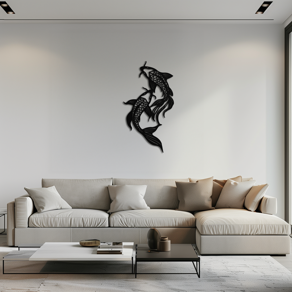 Dual Fish Metal Wall Art – Nature-Inspired Aquatic Silhouette for Modern Interiors- KAF653