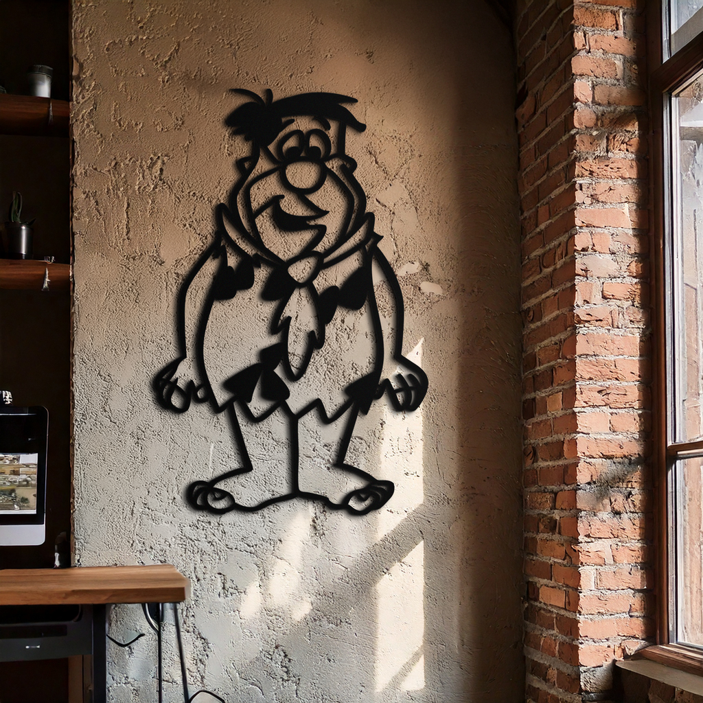 Fred Flintstone Metal Wall Art – Iconic Cartoon Character Silhouette for Fans- KAF662