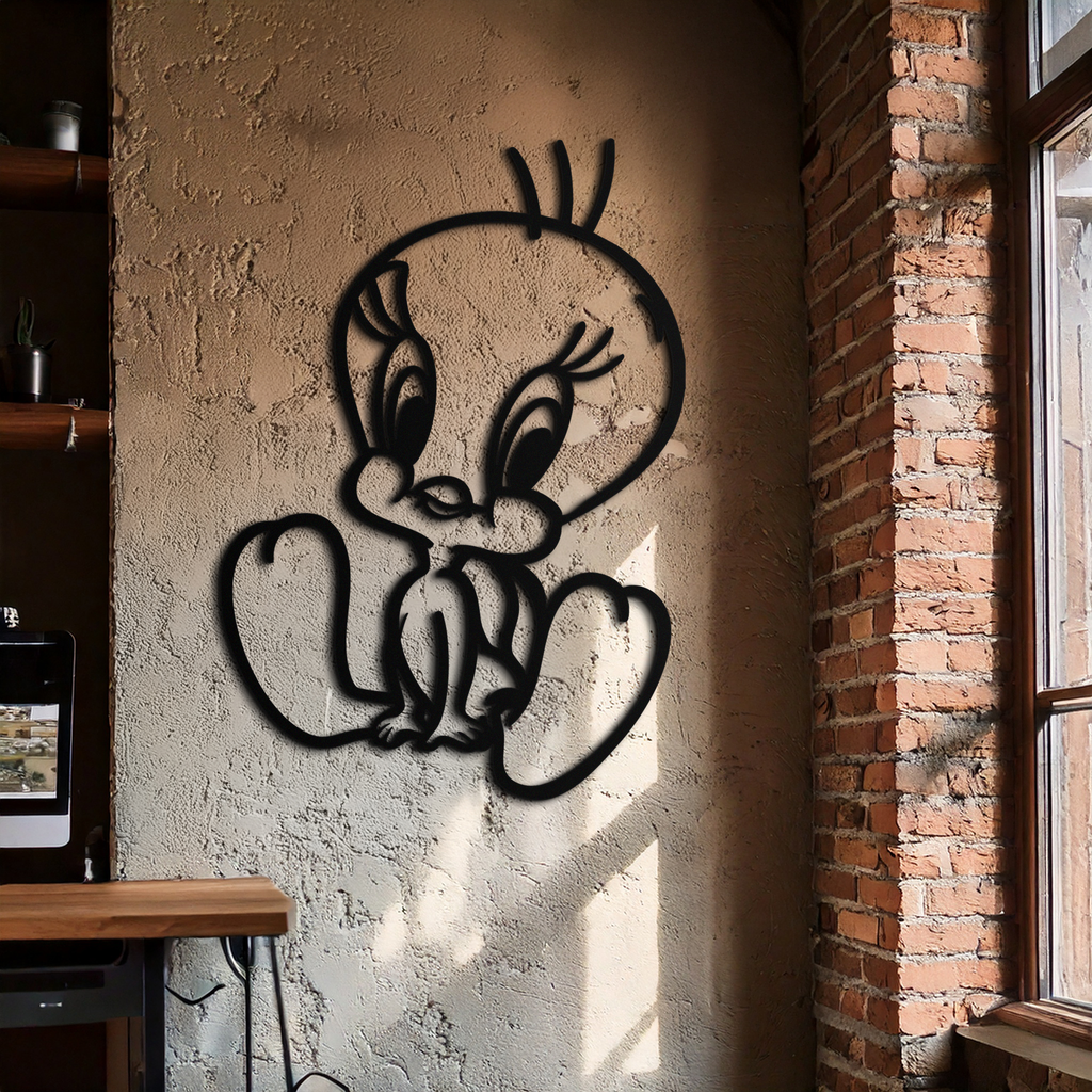 Tweety Bird Metal Wall Art – Classic Cartoon Character Silhouette for Fans- KAF666