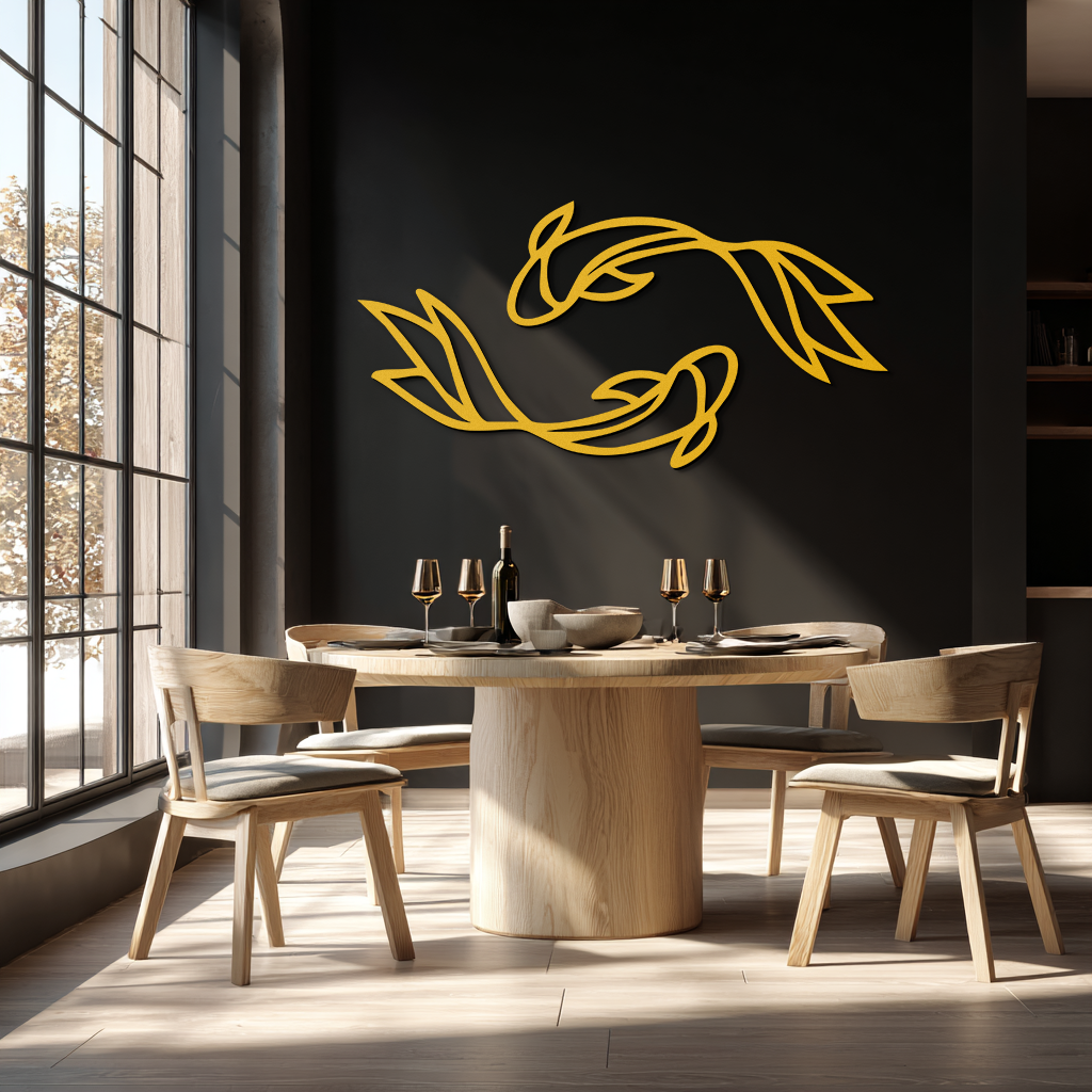 Koi Fish Metal Wall Art – Elegant Silhouette Design for Nature Lovers- KAF667