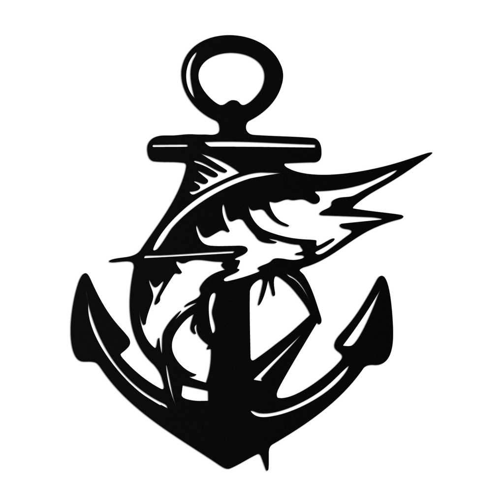 Anchor and Fish Metal Wall Art – Nautical-Inspired Design for Sea Lovers- KAF668