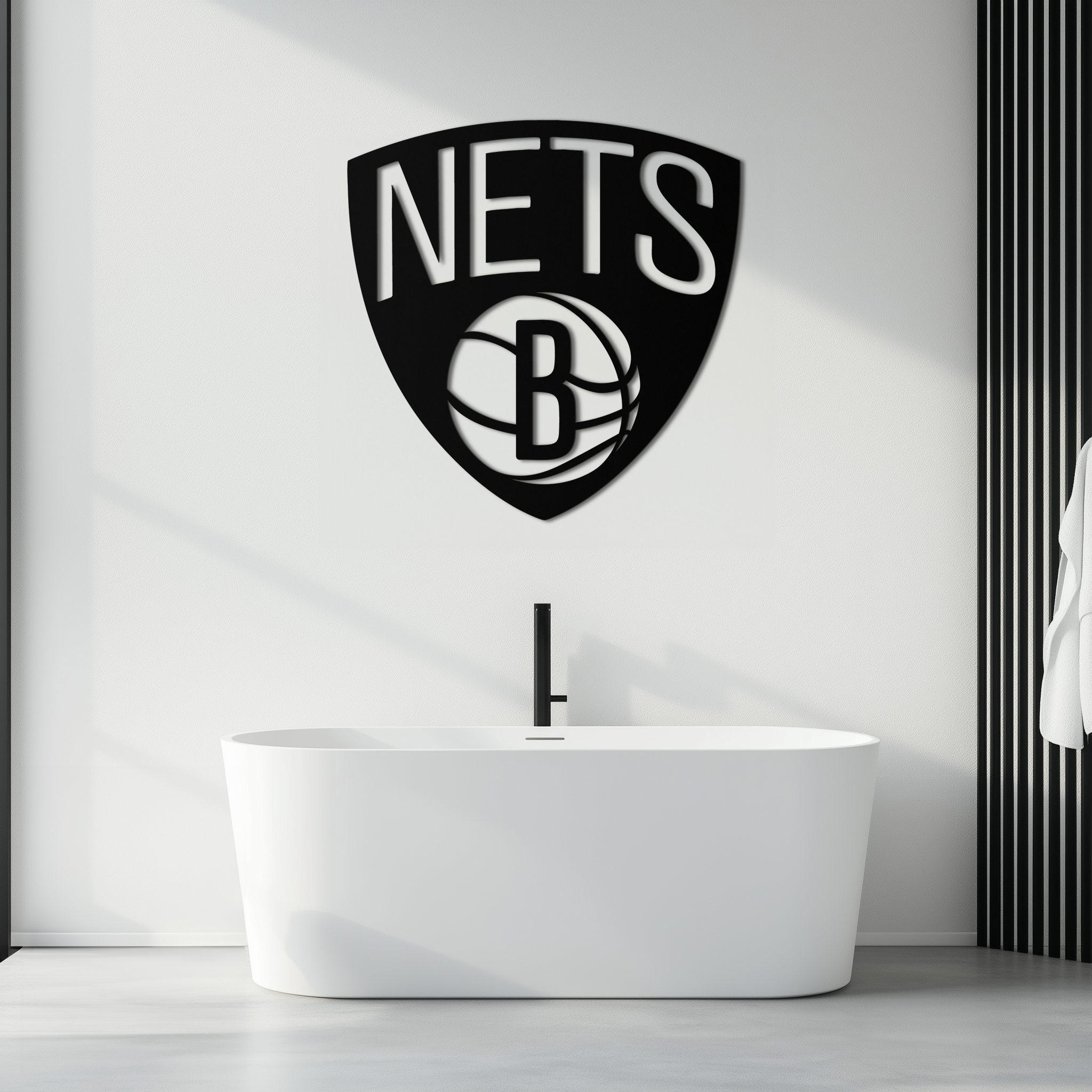 Brooklyn Nets Logo Silhouette Metal Wall Art – Modern Sports-Inspired Decor - KAF669