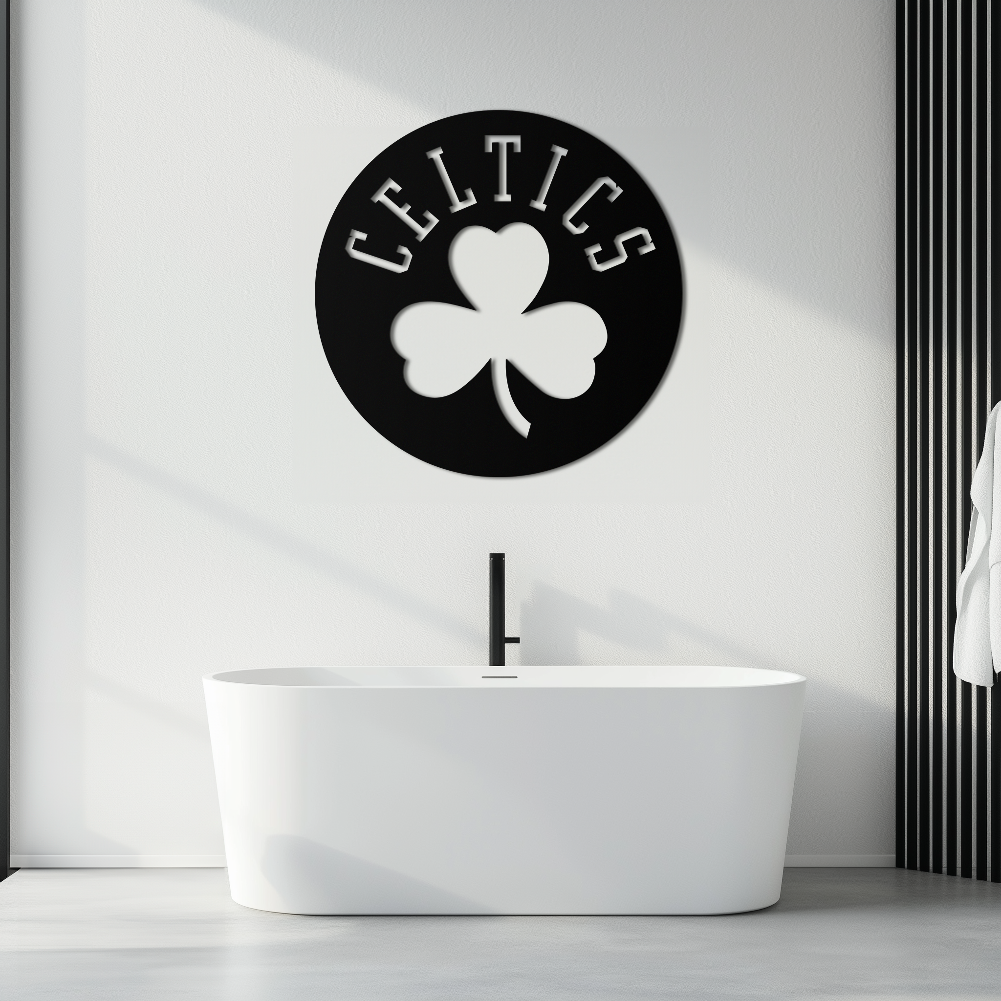 Celtics Shamrock Emblem Metal Wall Art – Bold Round Sports Decor for Fans- KAF671