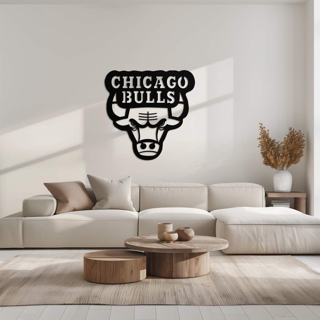 Chicago Bulls Logo Metal Wall Art – Iconic NBA Team Emblem for Sports Fans- KAF672