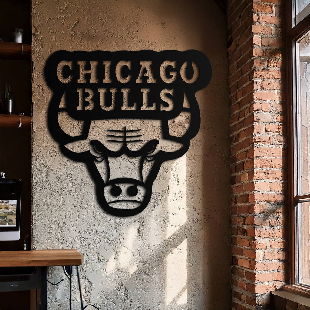 Chicago Bulls Logo Metal Wall Art – Iconic NBA Team Emblem for Sports Fans- KAF672