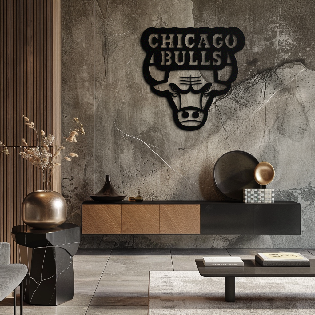 Chicago Bulls Logo Metal Wall Art – Iconic NBA Team Emblem for Sports Fans- KAF672