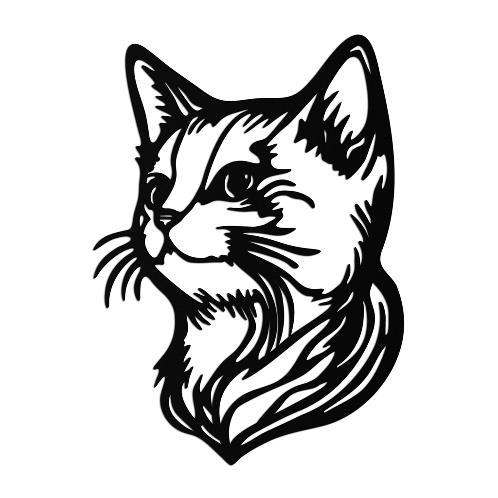 Graceful Cat Head Silhouette Metal Wall Art – Feline-Inspired Decorative Piece- KAF684