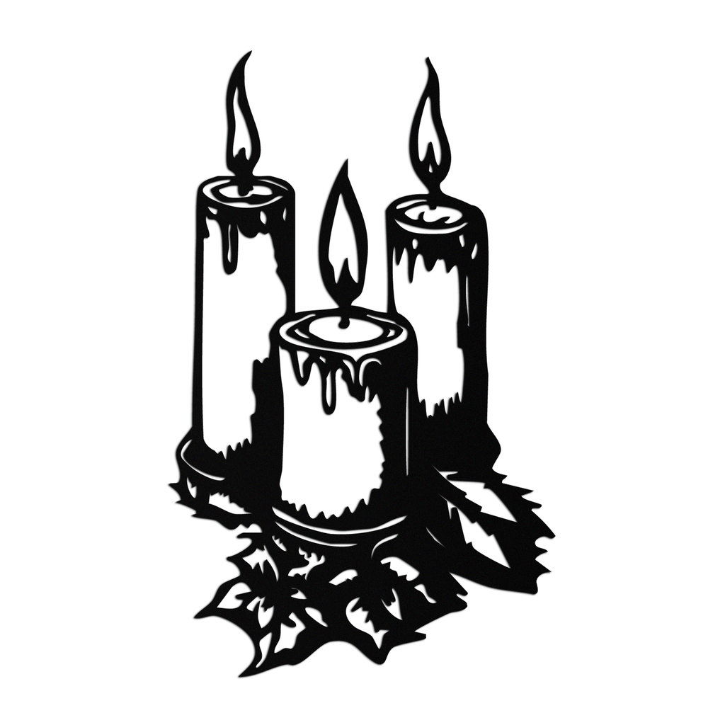 Three Candle Silhouette Metal Wall Art – Elegant Festive Decor for Cozy Interiors- KAF687
