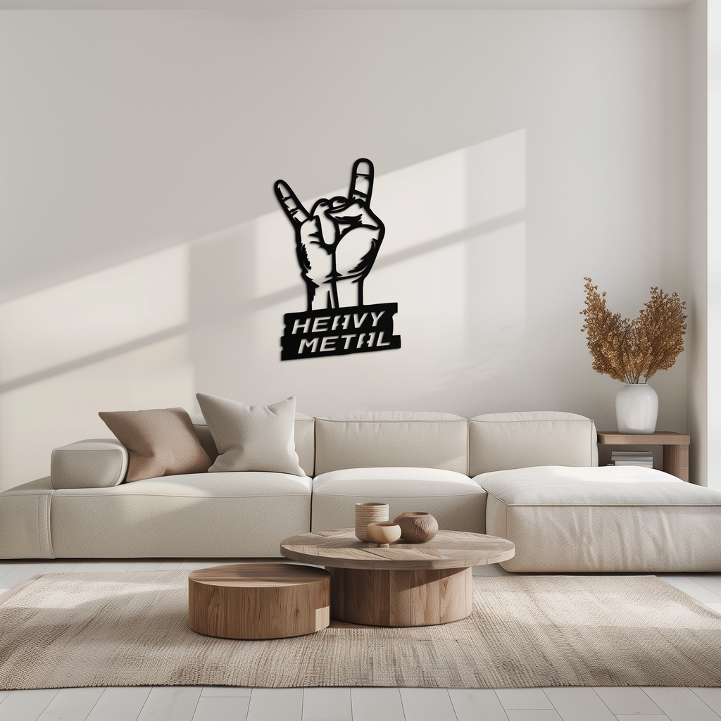 Heavy Metal Hand Sign Metal Wall Art – Bold Rock-Inspired Décor for Music Lovers- KAF700