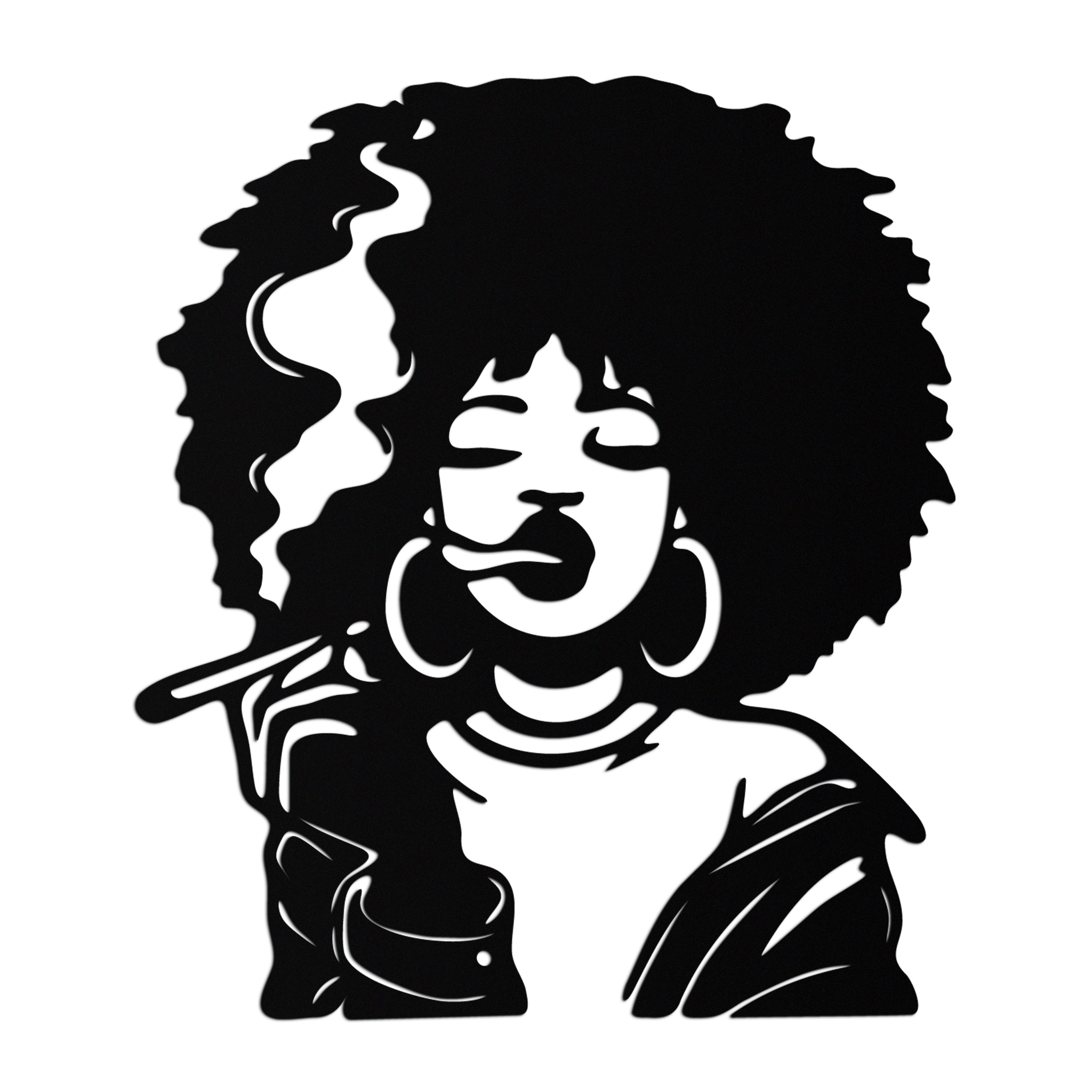 Afro Woman Smoking Silhouette Metal Wall Art – Bold Statement Decor- KAF701