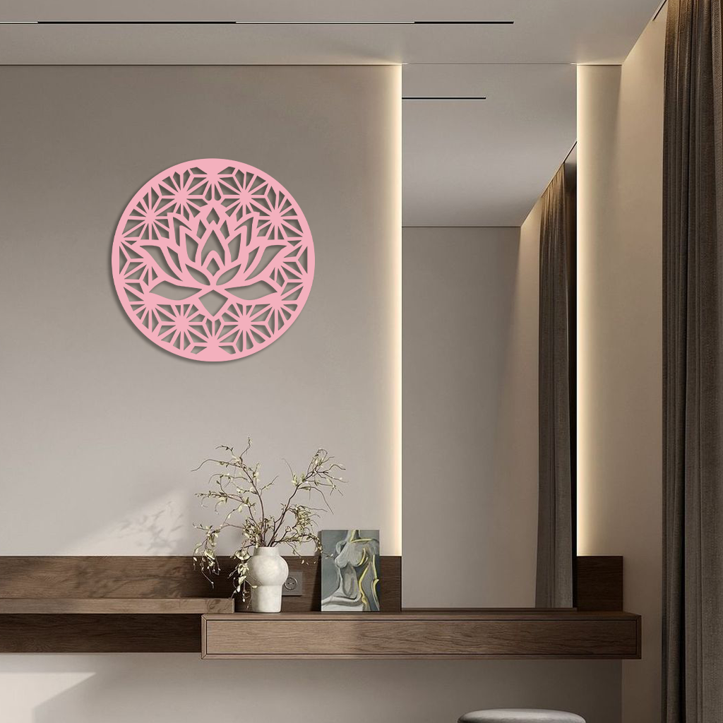 Pink Lotus Flower Metal Wall Art – Elegant Spiritual Bloom Design - KAFGP006