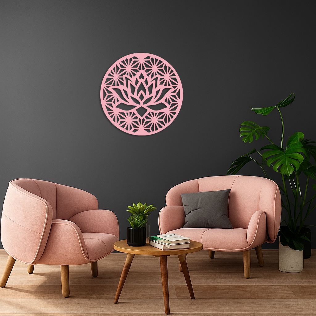 Pink Lotus Flower Metal Wall Art – Elegant Spiritual Bloom Design - KAFGP006