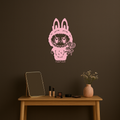 Pink Labubu Metal Wall Art – Playful Character Silhouette Decor - KAFGP008