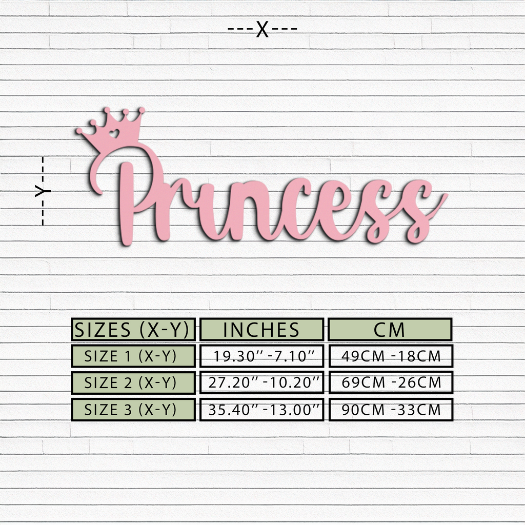 Pink Princess Metal Wall Art – Elegant Typography Silhouette Decor - KAFGP014