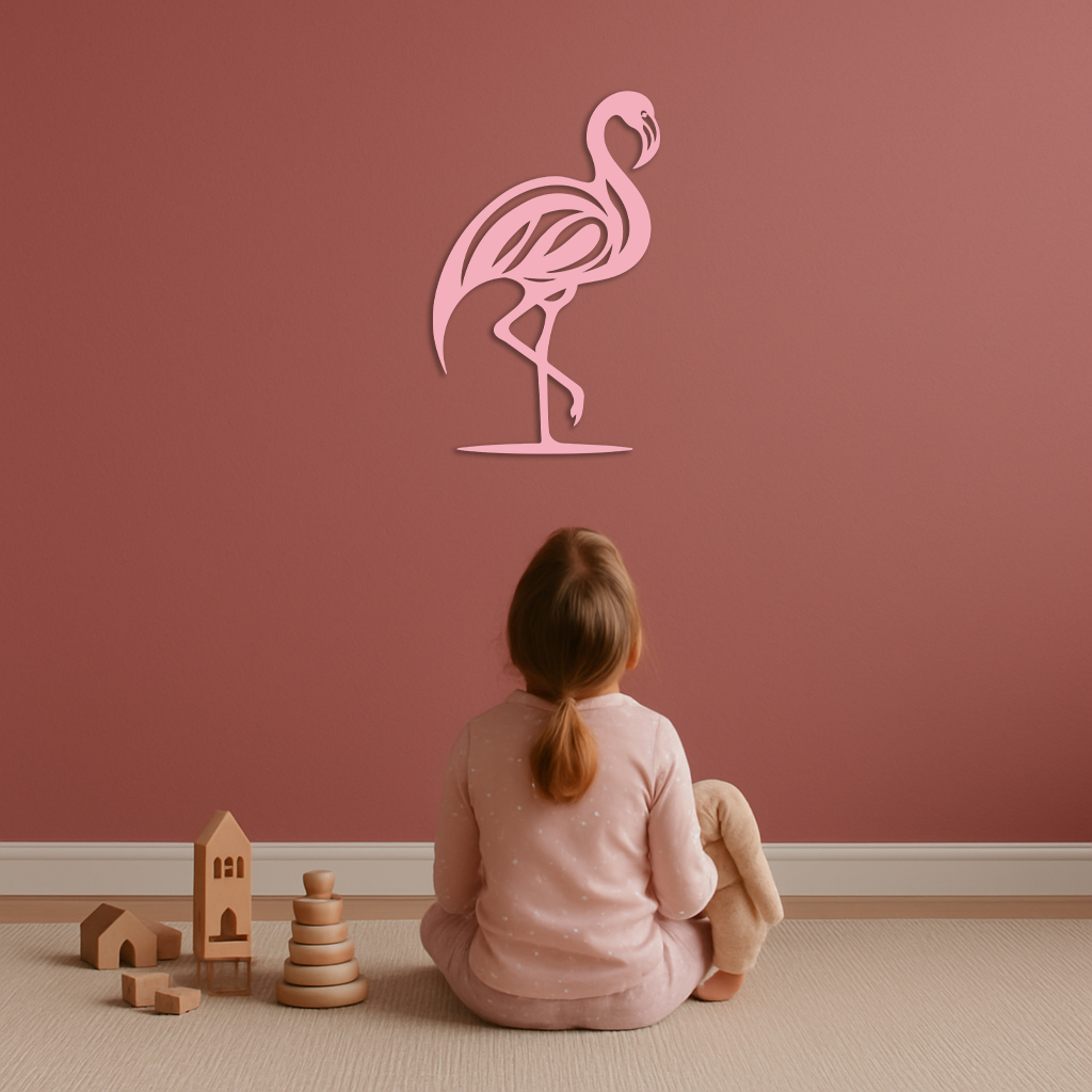 Flamingo Silhouette Metal Wall Art – Elegant Bird Design - KAFGP031