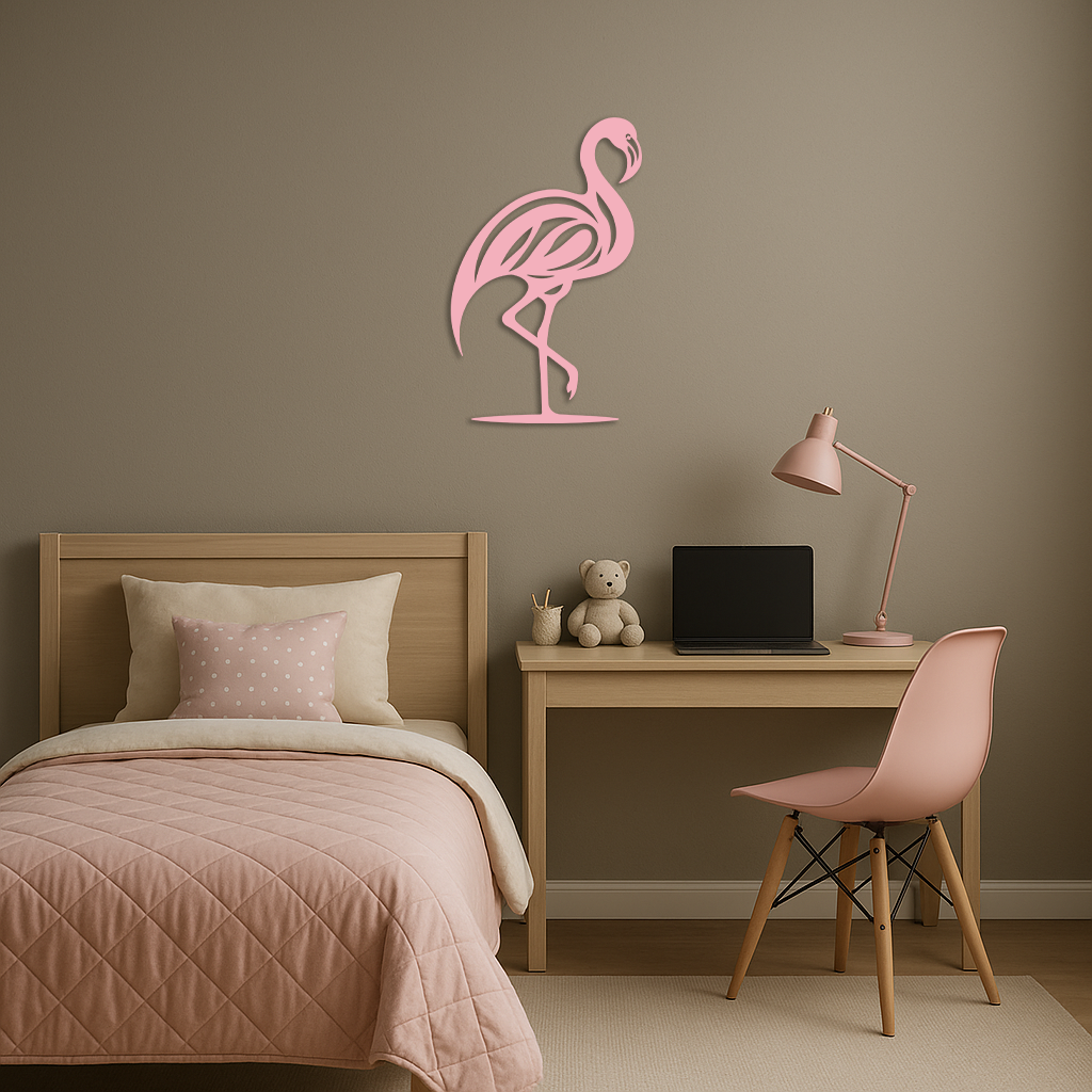 Flamingo Silhouette Metal Wall Art – Elegant Bird Design - KAFGP031