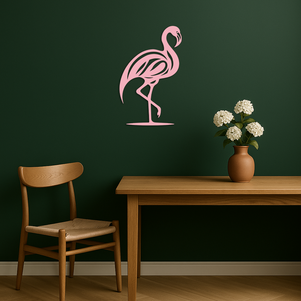 Flamingo Silhouette Metal Wall Art – Elegant Bird Design - KAFGP031
