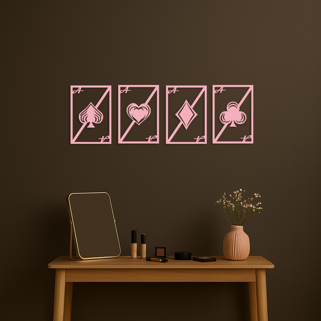 Playing Cards Silhouette Metal Wall Art – Poker Aces Design - KAFGP037
