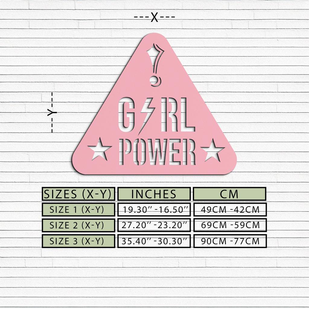 Girl Power Triangle Silhouette Metal Wall Art – Feminist Symbol Design - KAFGP040