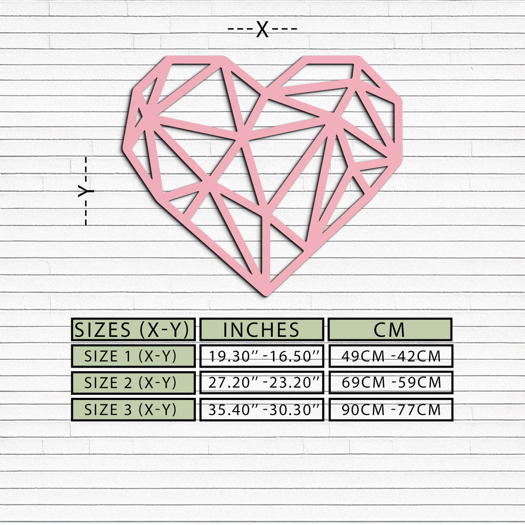 Geometric Heart Silhouette Metal Wall Art – Modern Love Design - KAFGP042