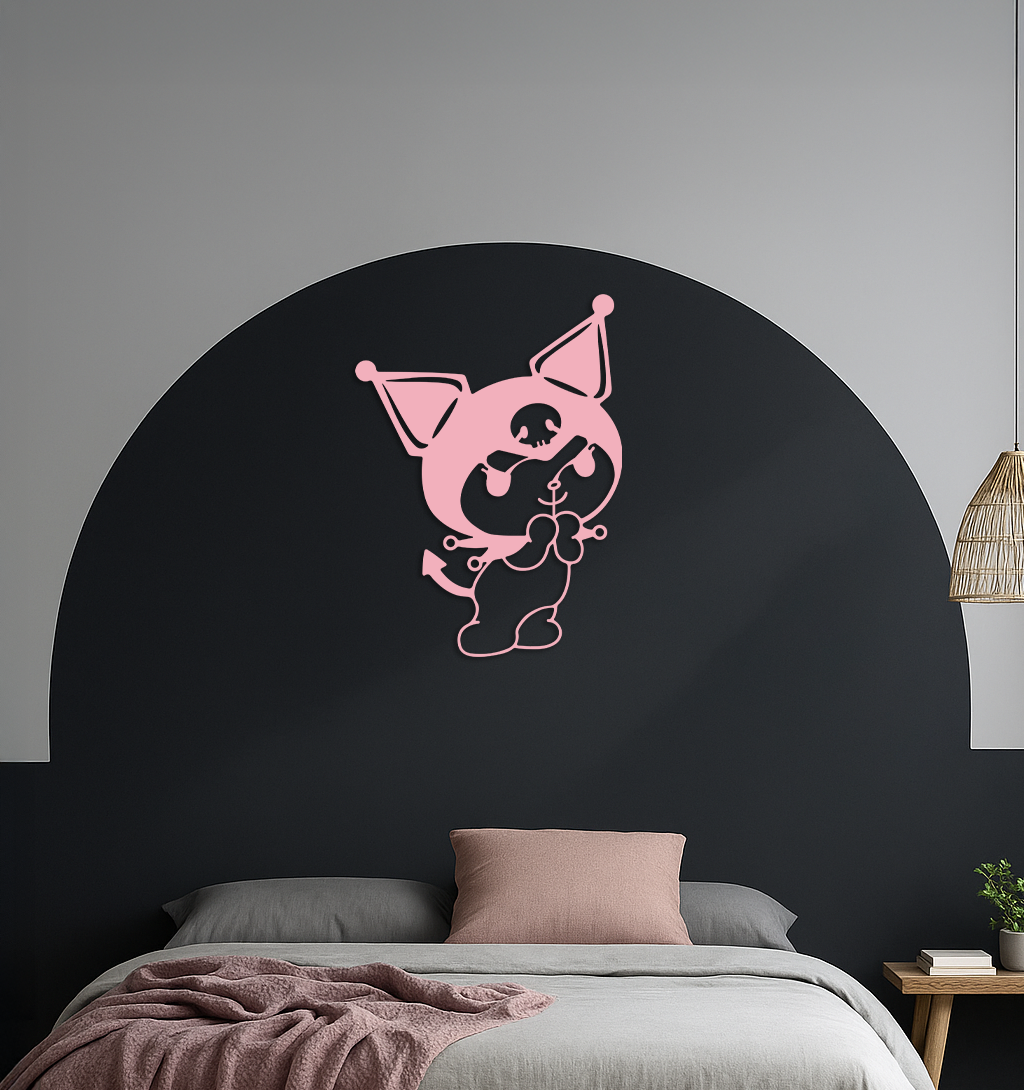 Kuromi Silhouette Metal Wall Art – Cute Gothic Character Design - KAFGP049