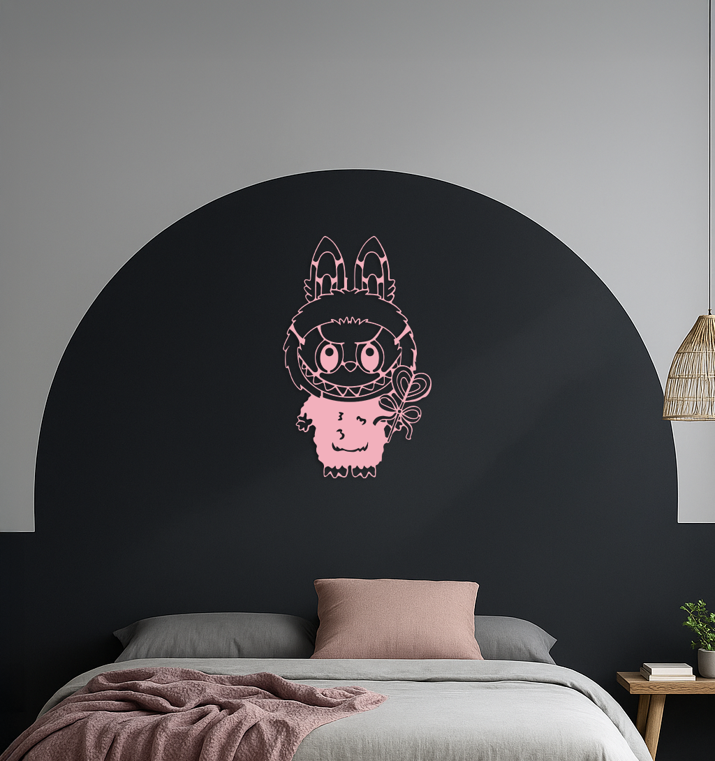 Labubu Silhouette Metal Wall Art – Cute Monster Design - KAFGP050