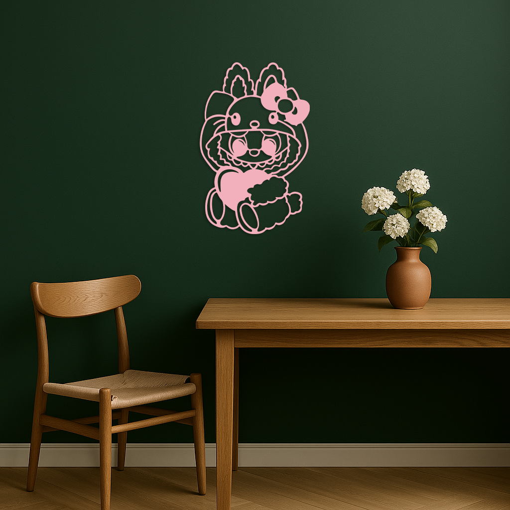 Hello Kitty Hat Labubu Metal Wall Art – Cute Cartoon Character Design - KAFGP051