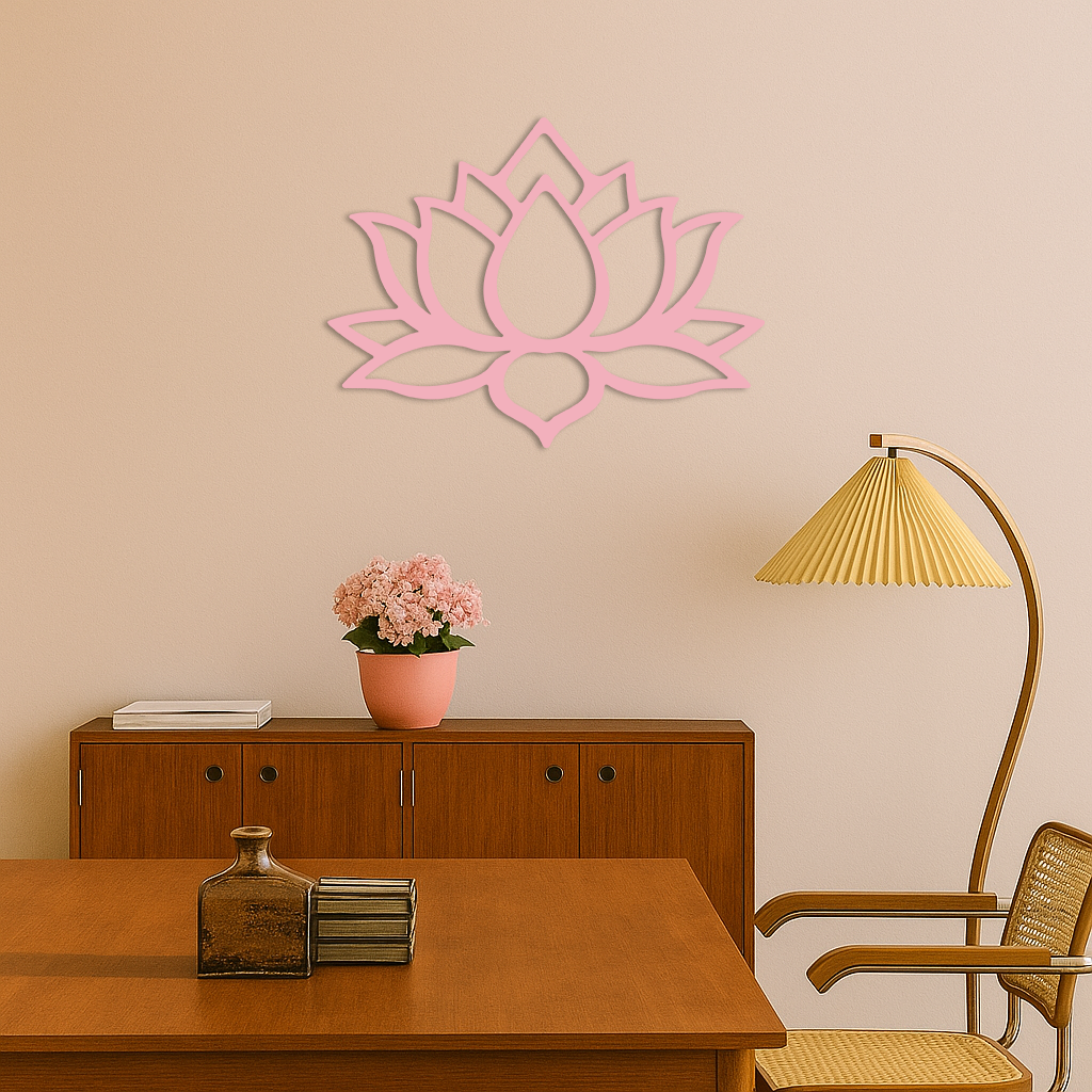 Lotus Flower Silhouette Metal Wall Art – Spiritual Nature-Inspired Design - KAFGP052