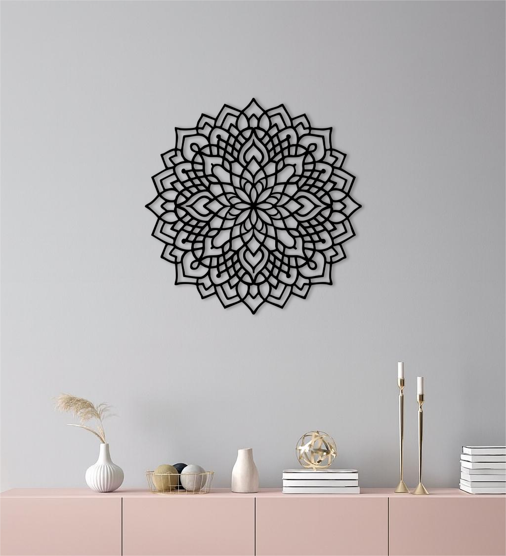 Mandala Silhouette Metal Wall Art – Intricate Sacred Geometry Design - KAFGP058