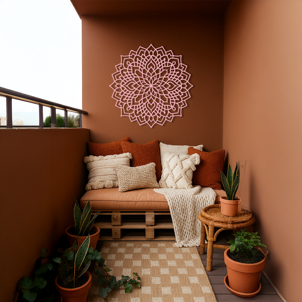 Mandala Silhouette Metal Wall Art – Intricate Sacred Geometry Design - KAFGP058